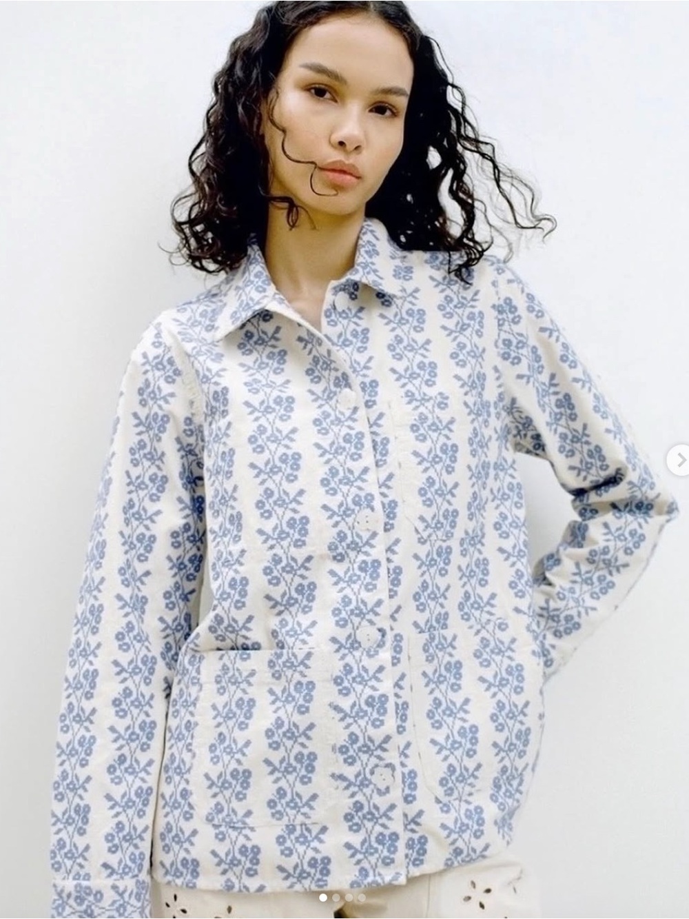 Loeffler Randall Kennedy Jacket with Light Blue Floral Print